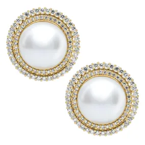 Earrings - Fresh Water Pearl And Diamond (2389C)