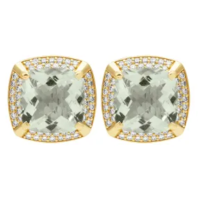 Earrings - Green Quartz And Diamond (2399F)