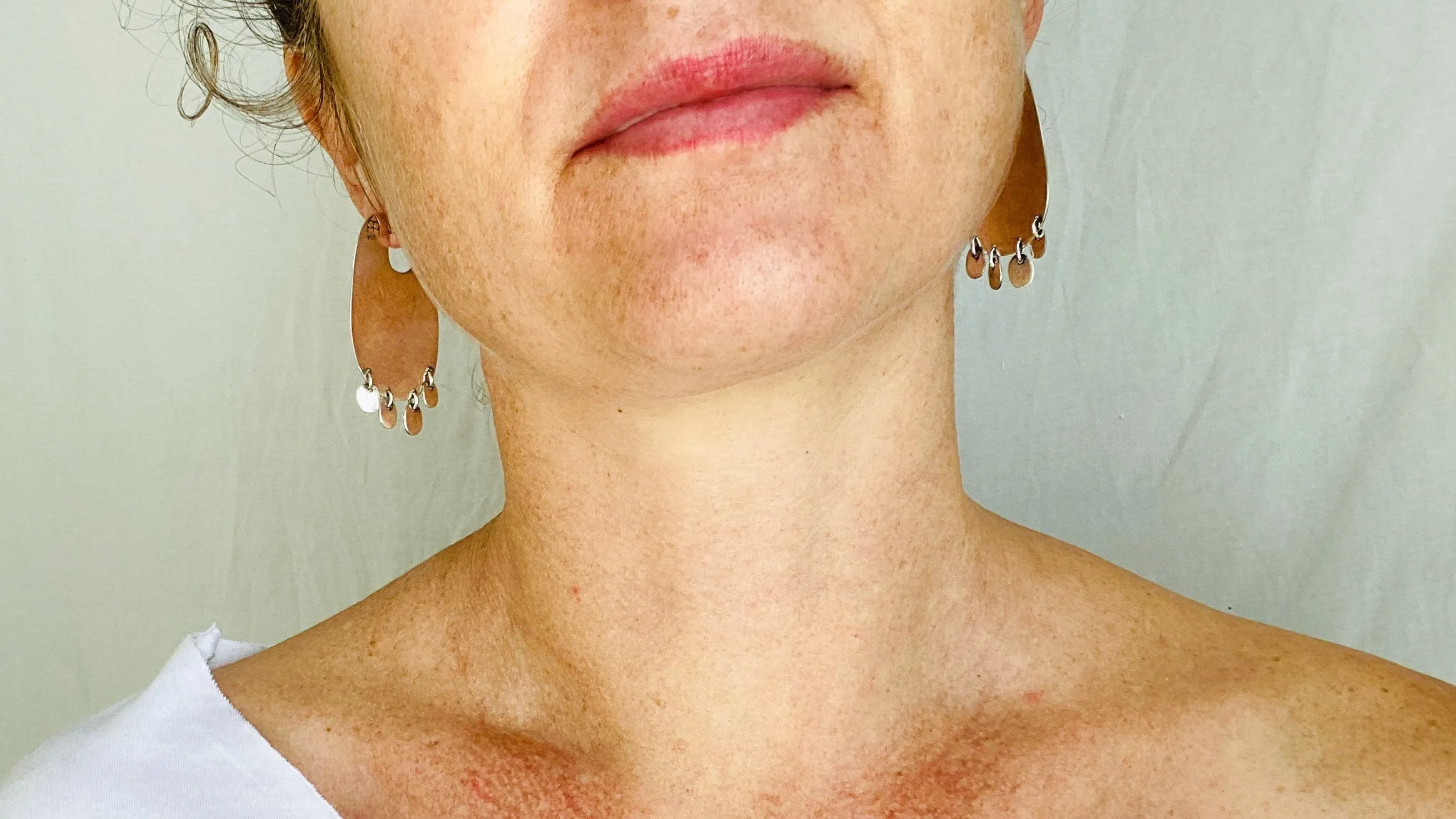 Flat Hoops with Dangles Silver Earrings. Atelier Aadya