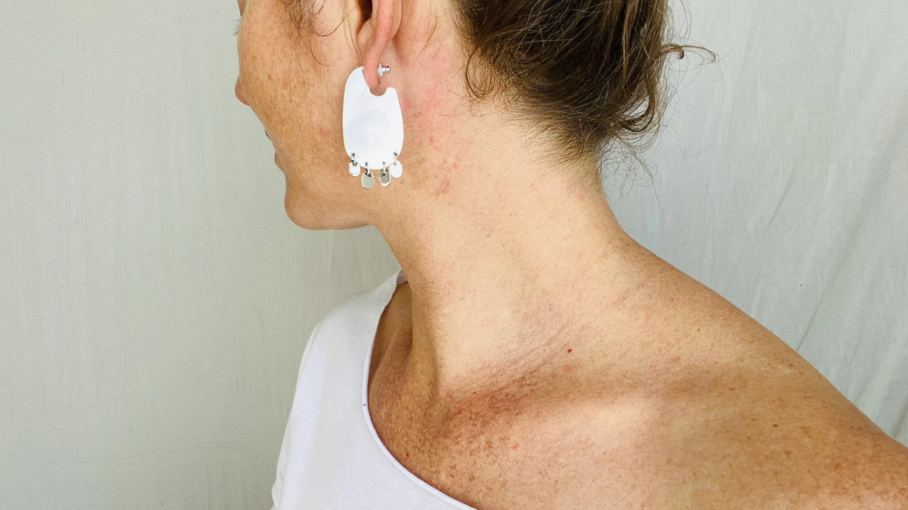 Flat Hoops with Dangles Silver Earrings. Atelier Aadya