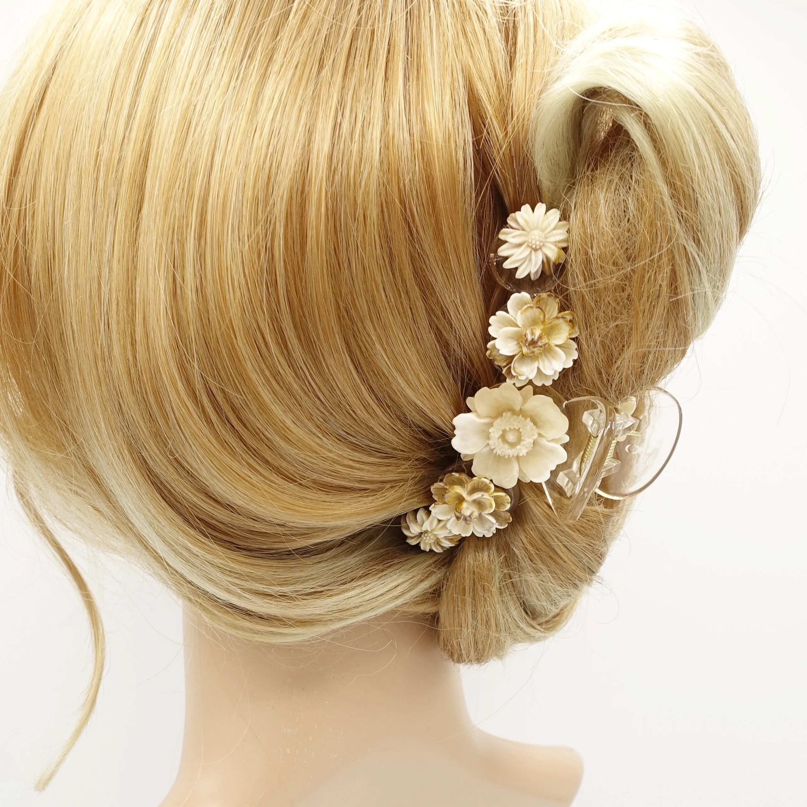 flower embellished hair claw