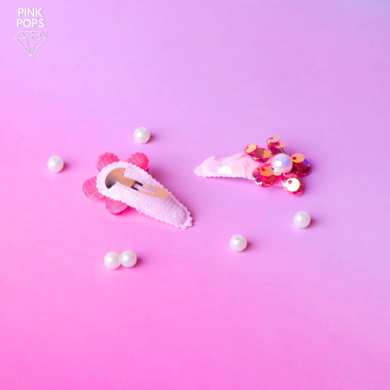 Flower Sequin Mini Hair Clips