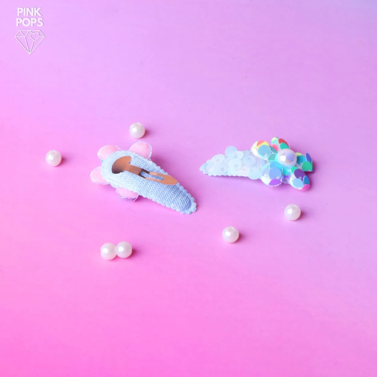 Flower Sequin Mini Hair Clips