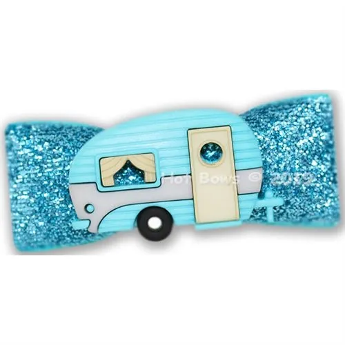 Glamping Ribbon Hair Bow - Blue