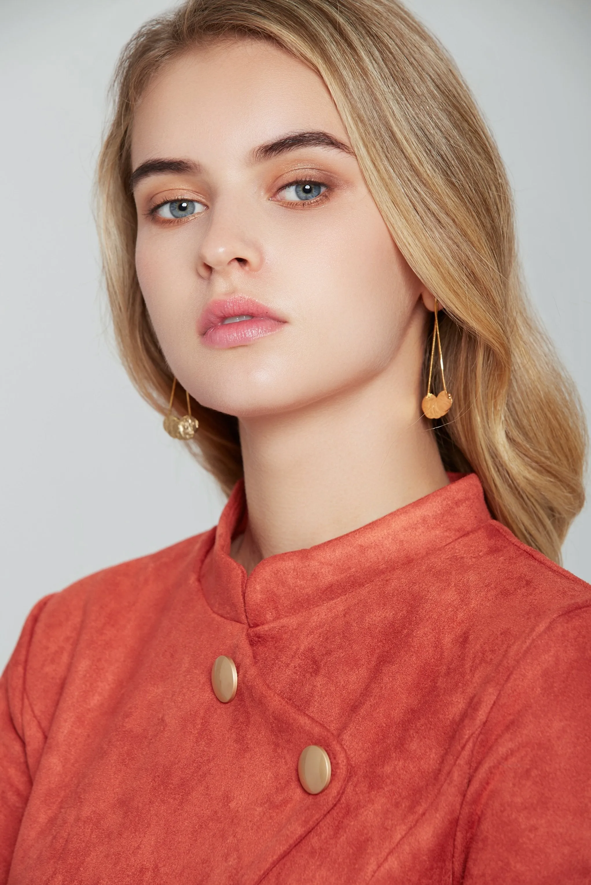 Gold and Mini Round Plates Tassel Earrings
