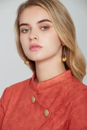 Gold and Mini Round Plates Tassel Earrings