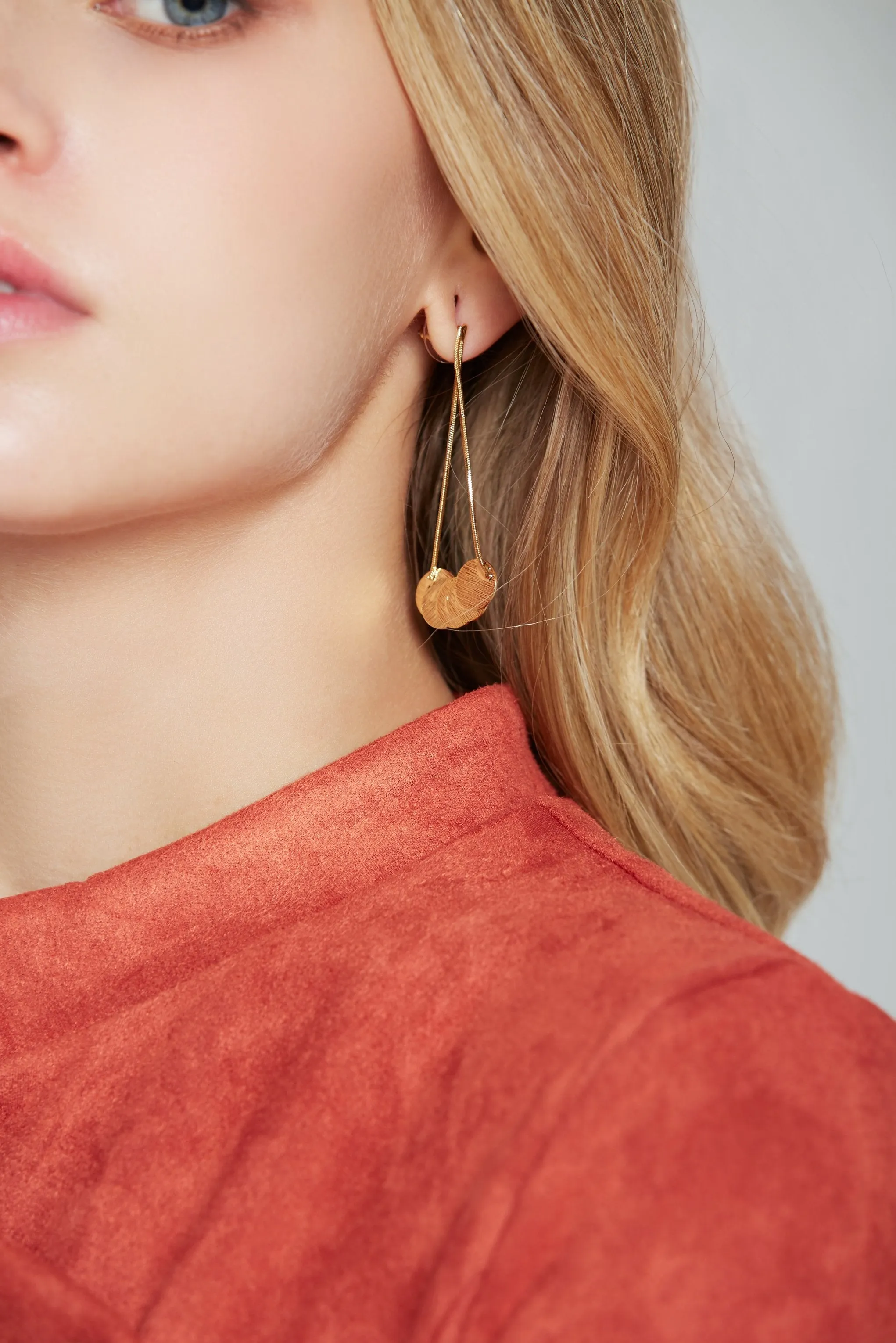 Gold and Mini Round Plates Tassel Earrings
