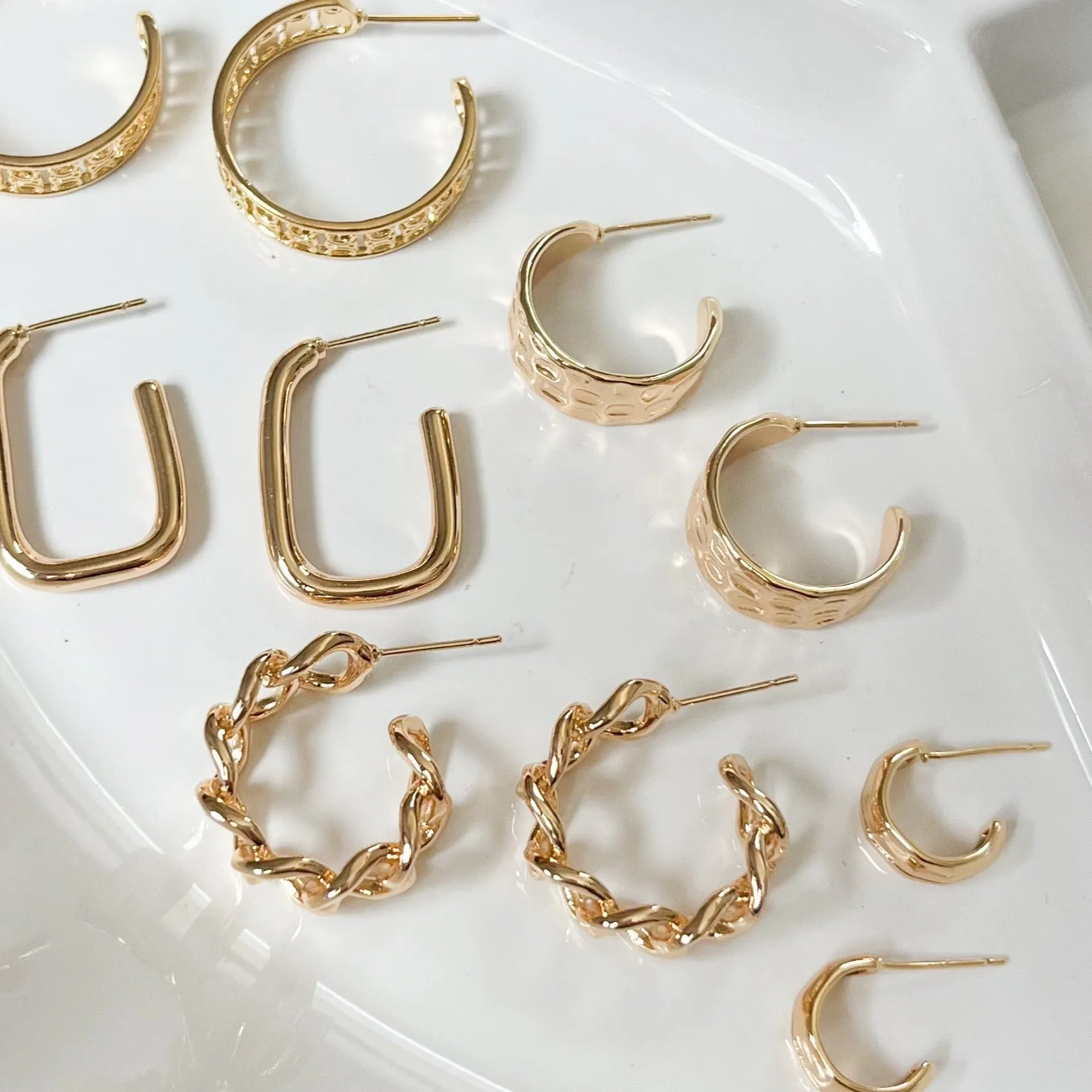 Gold Chain Link Hoop Earrings