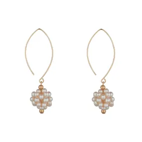 Gold Filled Pearl Cluster Open Oval Earrings