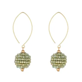 Gold Filled Small Fern Green Cluster Oval Opens Earrings