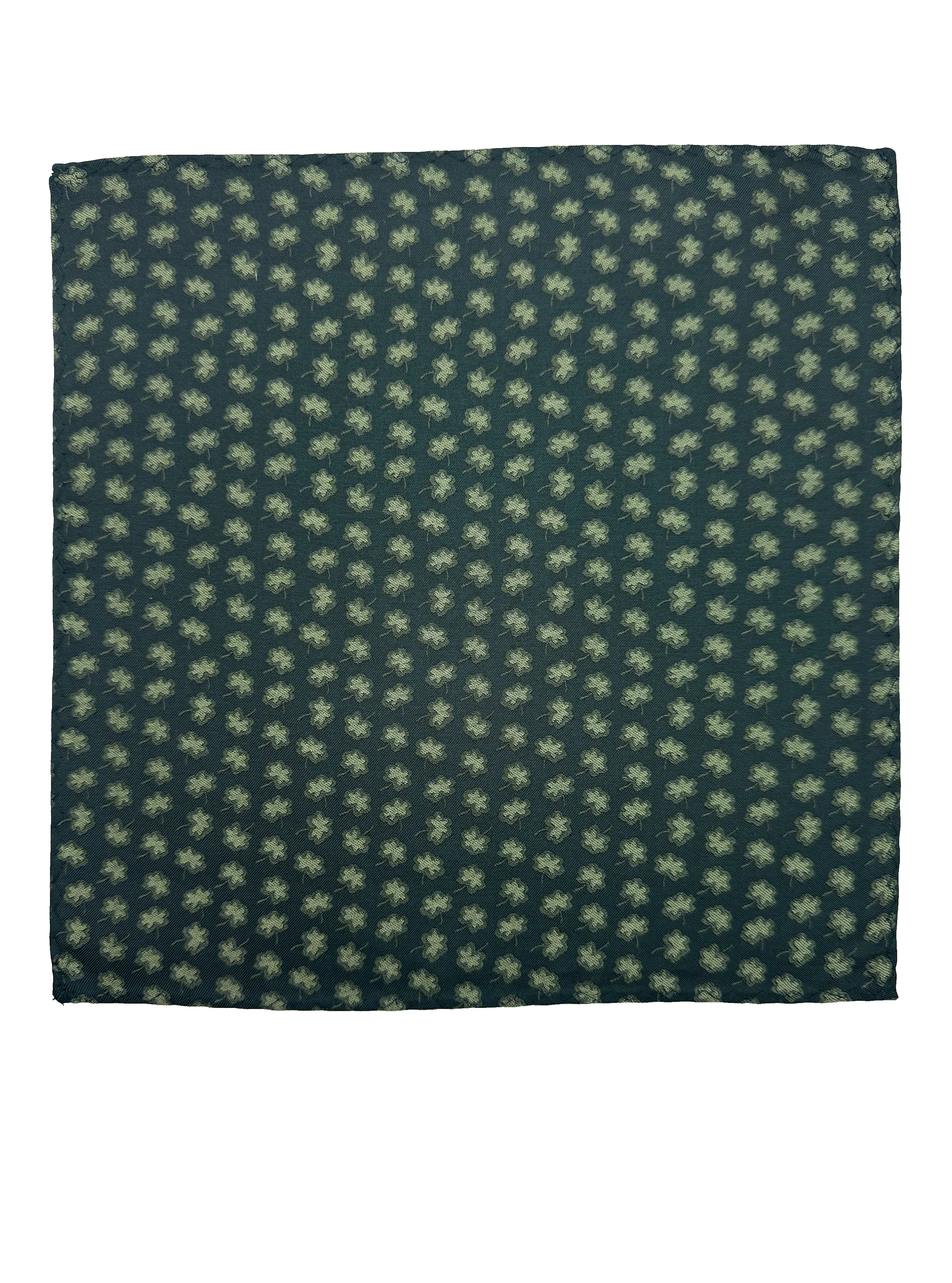 Green Floral Print Silk Pocket Square