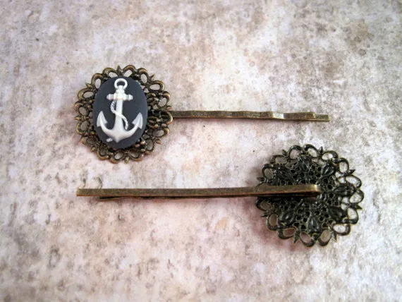 Handmade Nautical Anchor Hair Bobby Pins