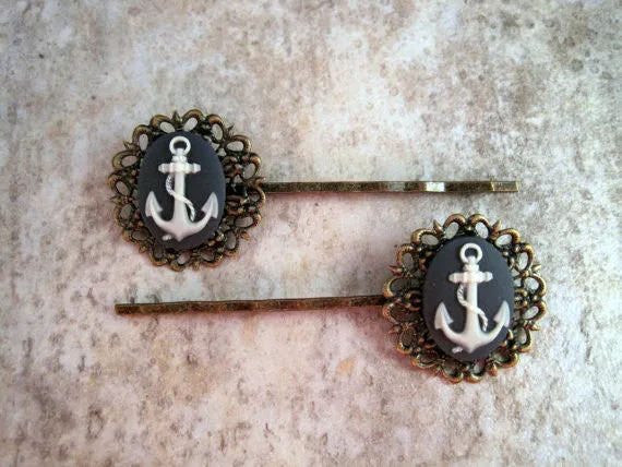 Handmade Nautical Anchor Hair Bobby Pins