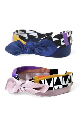 HB91B8 Geo Pattern Print Bow Knot Headband 12pcs Pack