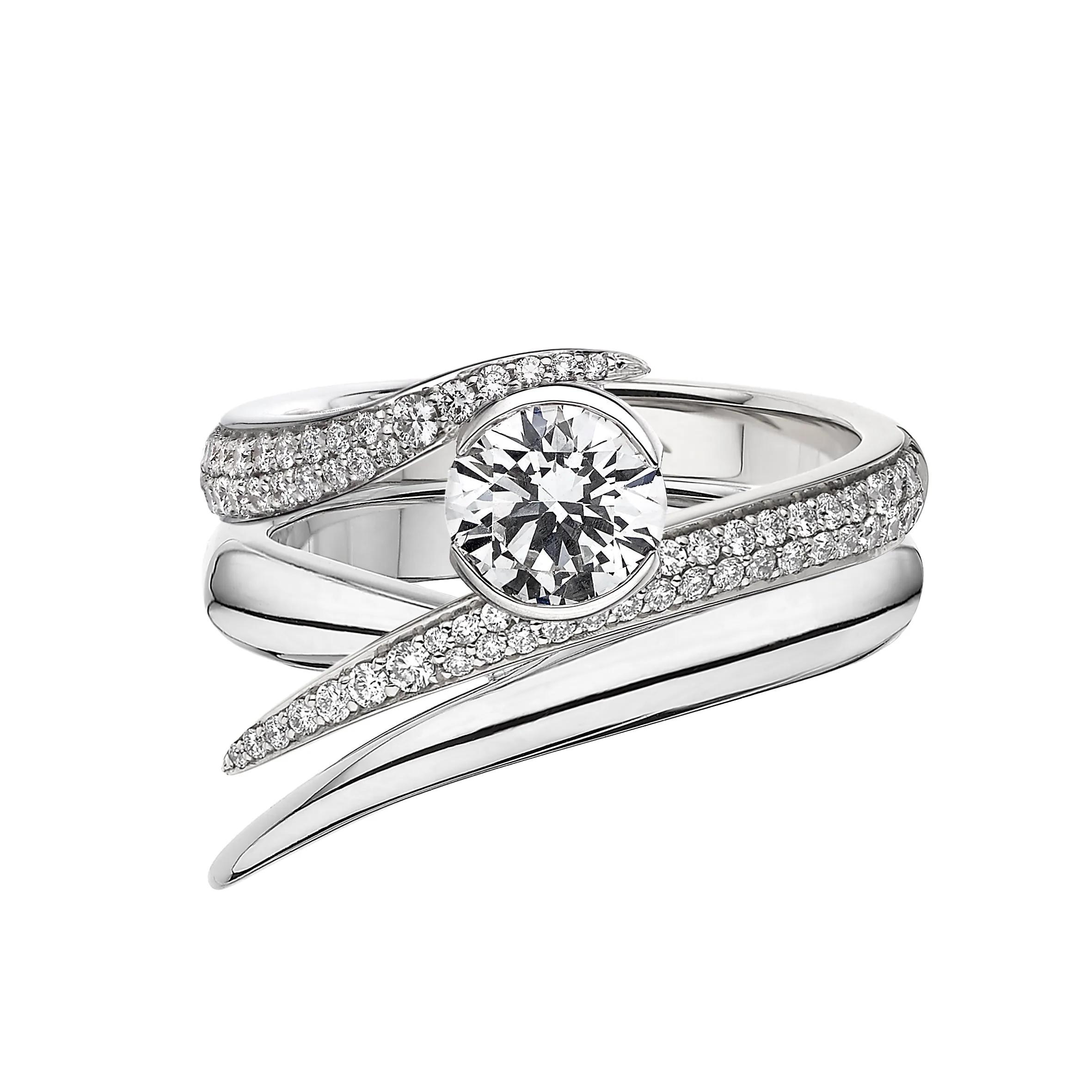 Interlocking Solitaire100 Engagement Ring - 18ct White Gold & 1.50ct Diamond