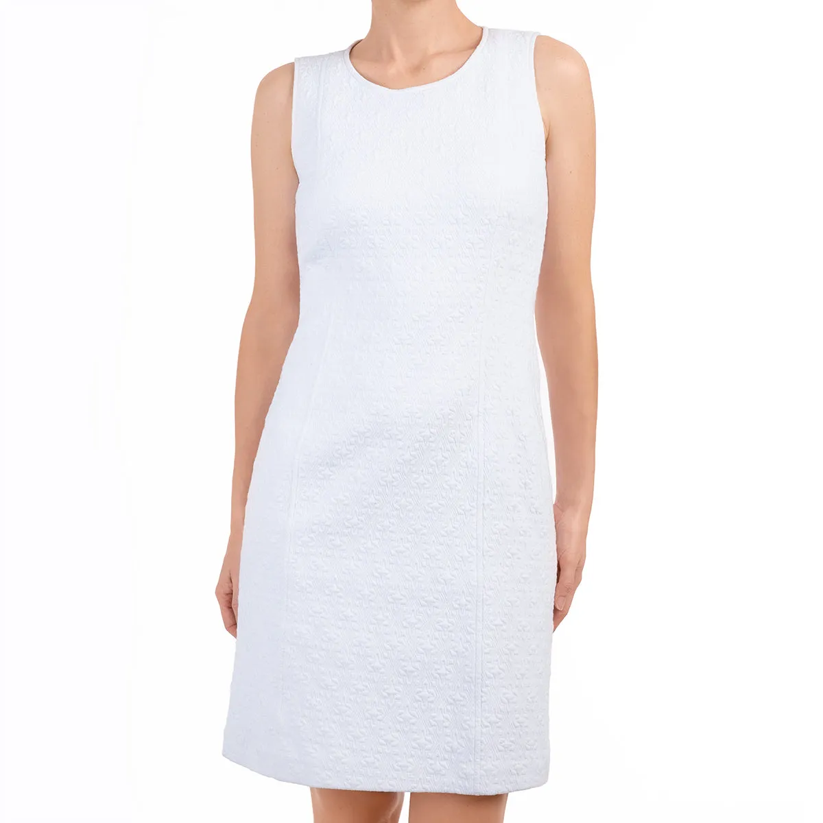 Jacquard Princess Line Dress in White.