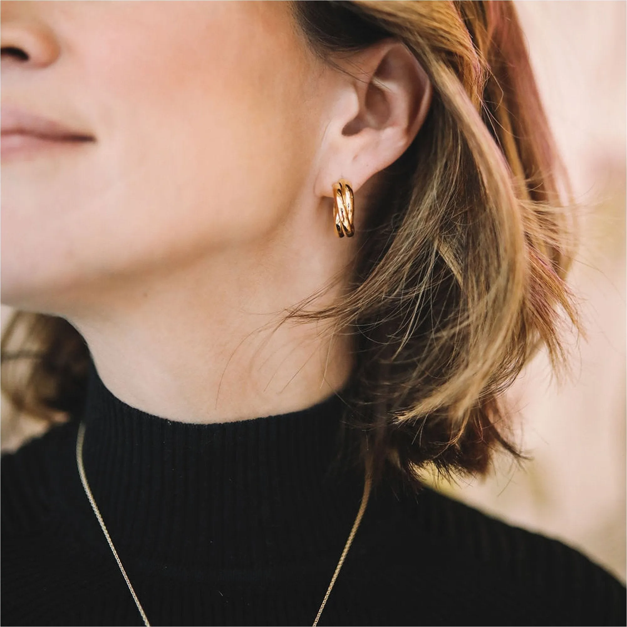 Knightsbridge Yellow Gold Vermeil Triple Hoop Earrings