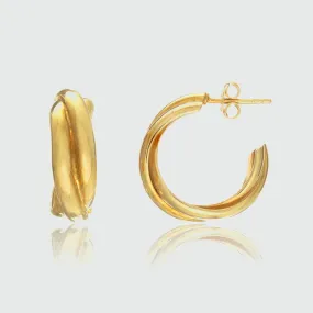Knightsbridge Yellow Gold Vermeil Triple Hoop Earrings