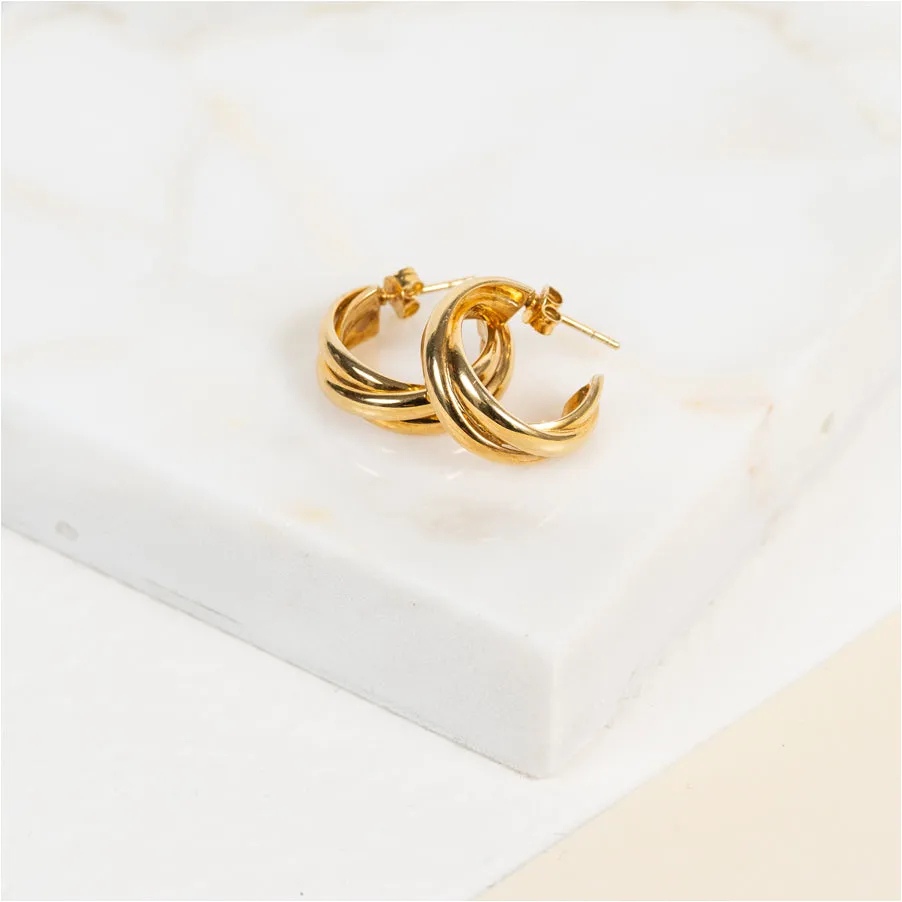 Knightsbridge Yellow Gold Vermeil Triple Hoop Earrings