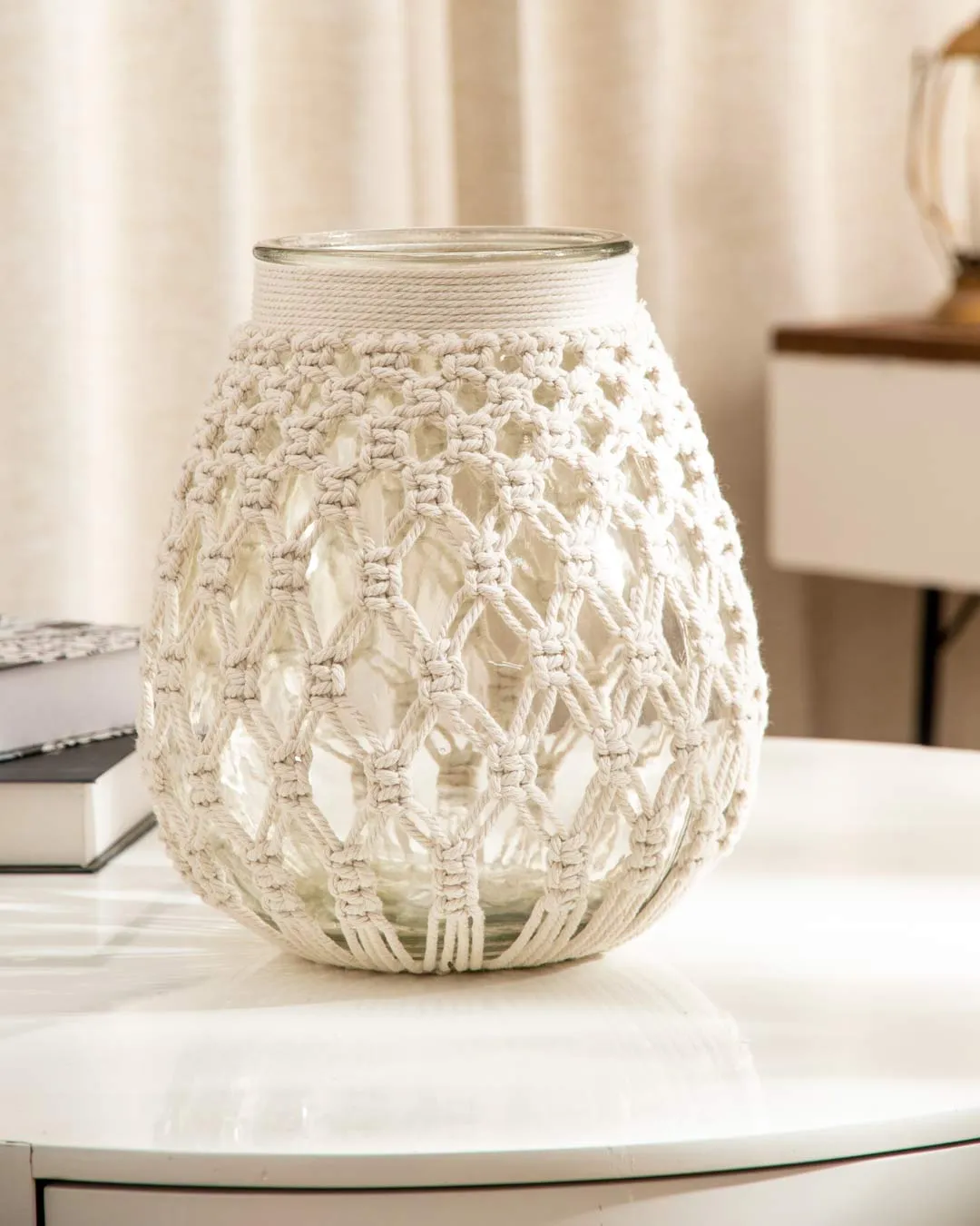 'Knotted Creations' Macrame Glass Vase - Large