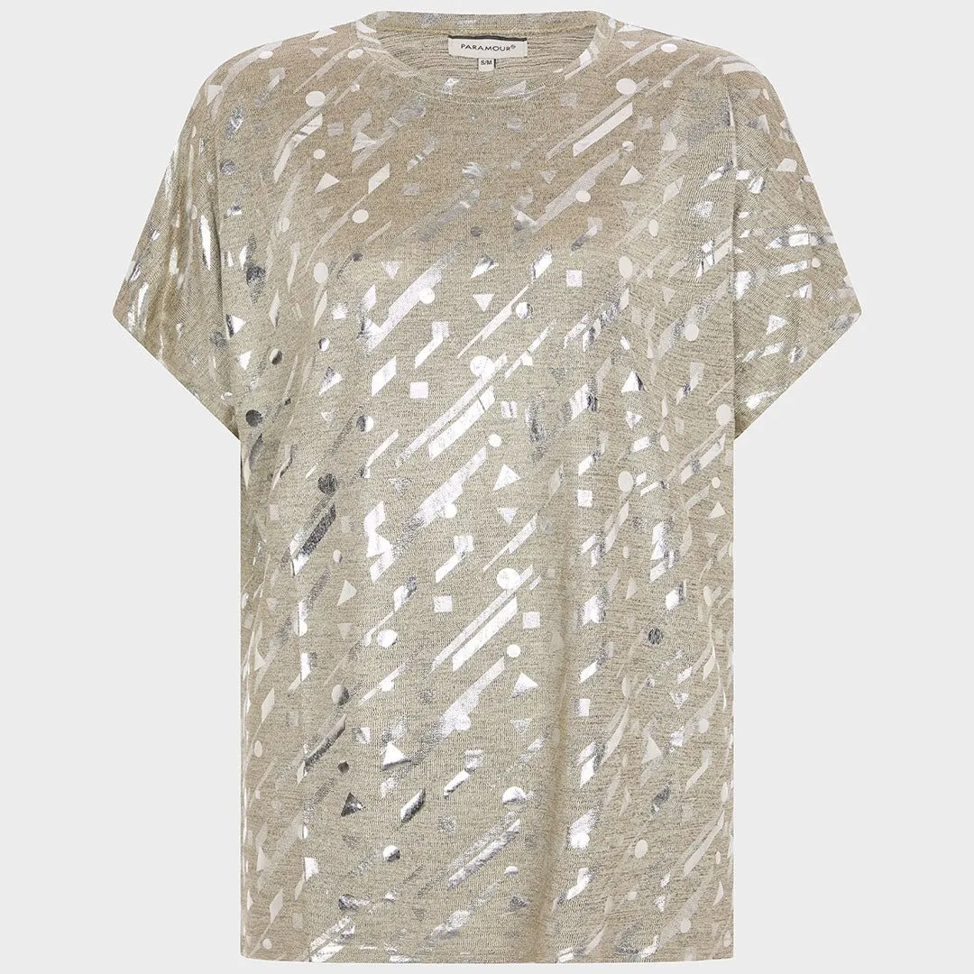 Ladies Foil Geometric Top