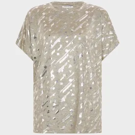 Ladies Foil Geometric Top