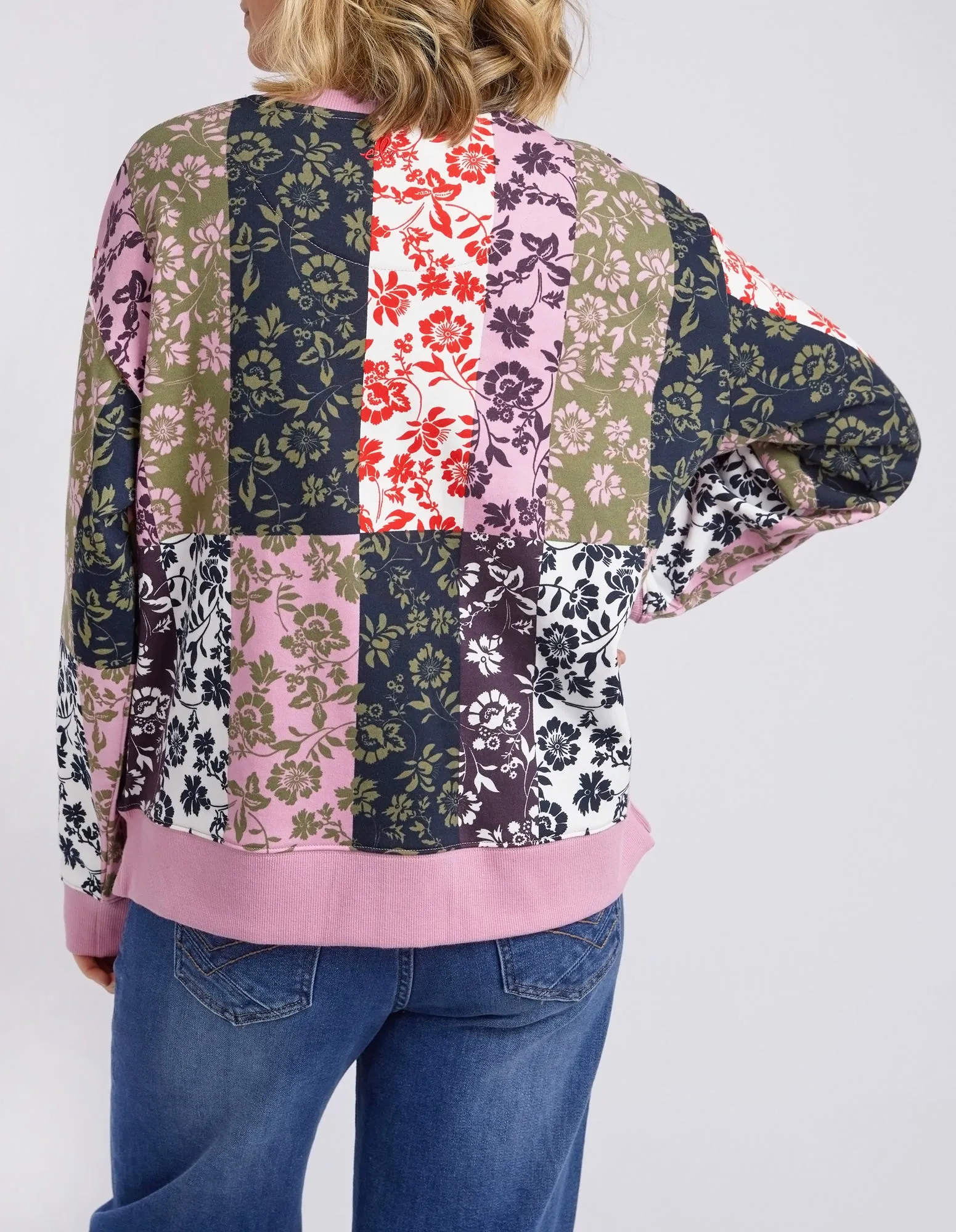 Linear Floral Print Crew