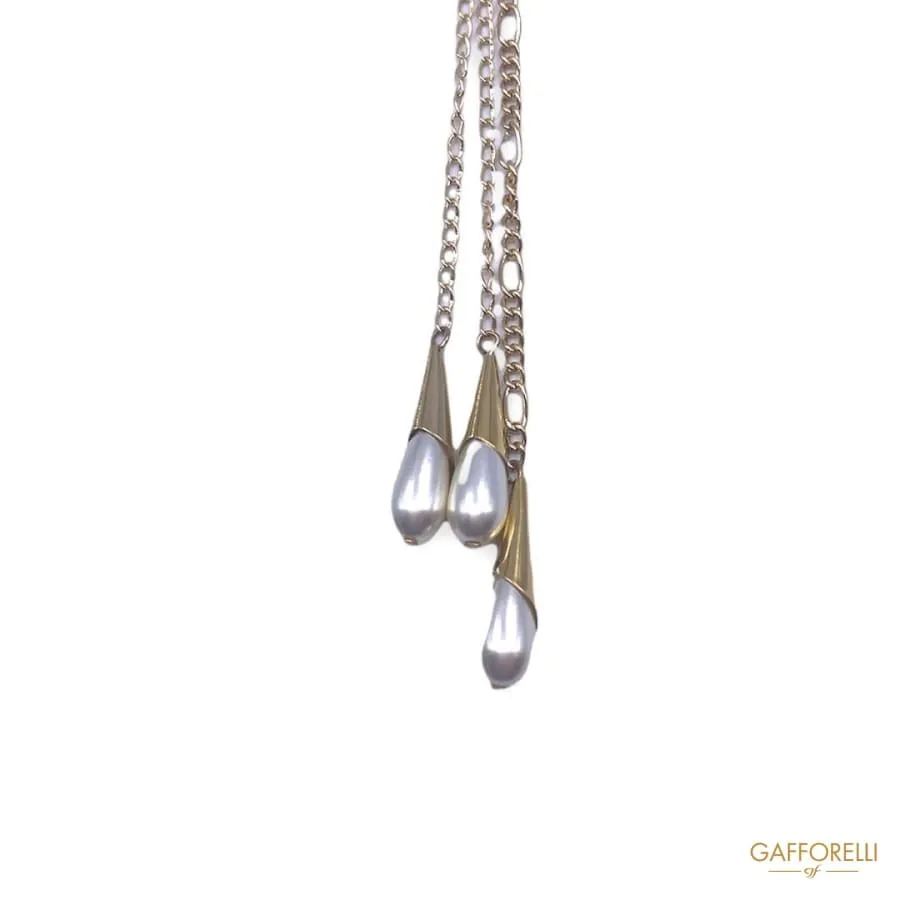 Metal Chain Tassel with Pearls D267 - Gafforelli Srl