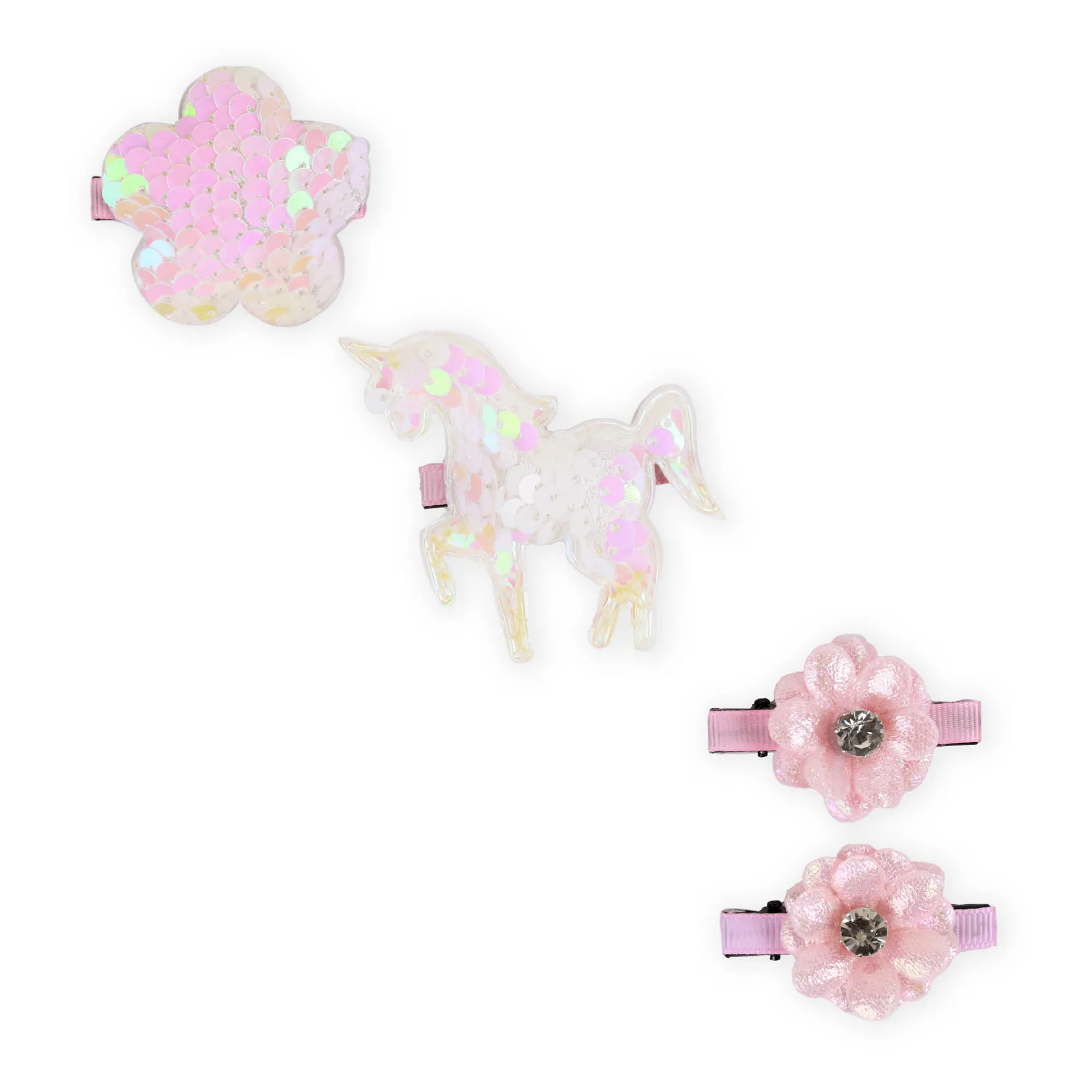 Nadoraa- Floral Unicorn Pink Hairclips- 4 Pack 