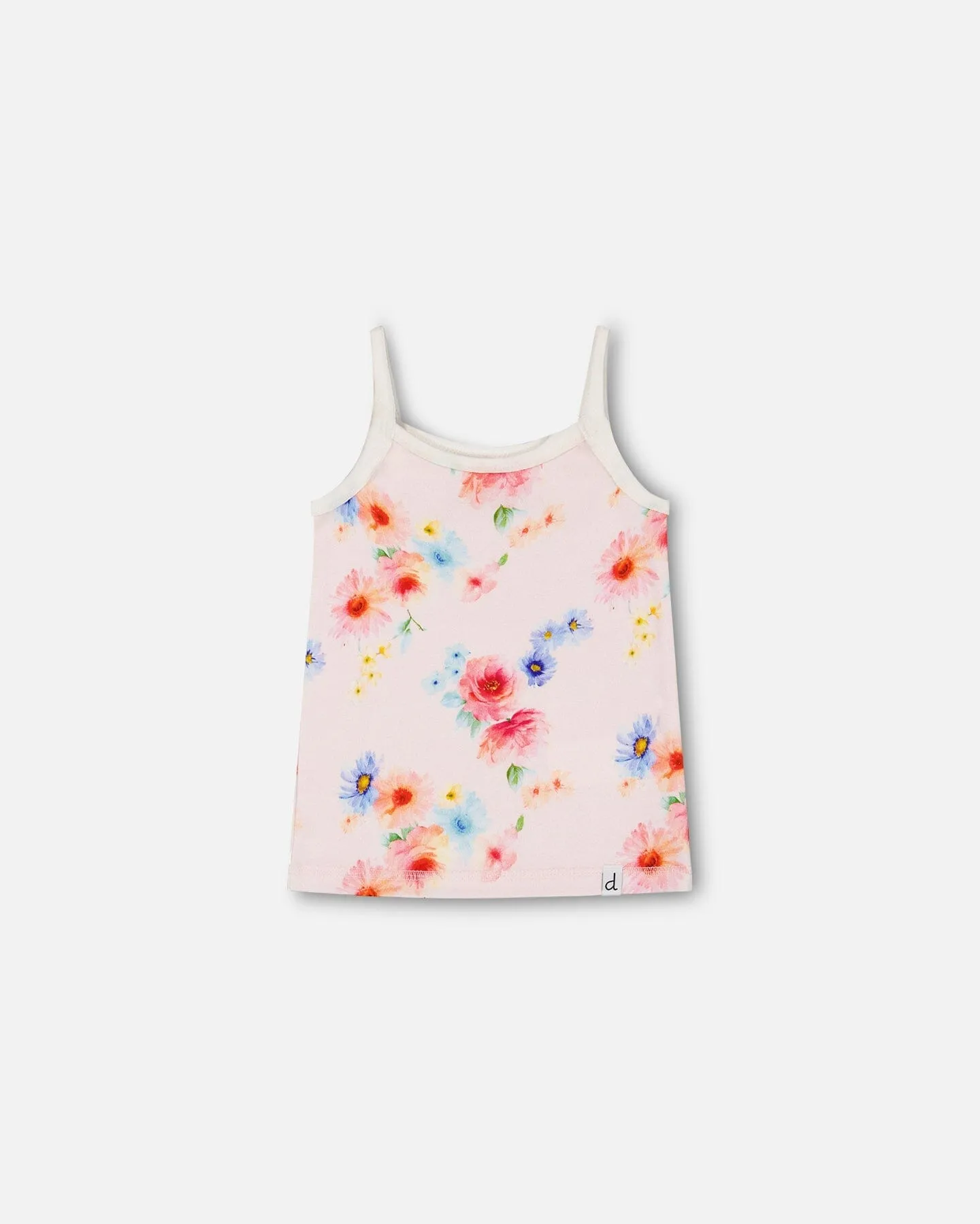 Organic Cotton Tank Top Light Pink Printed Flowers