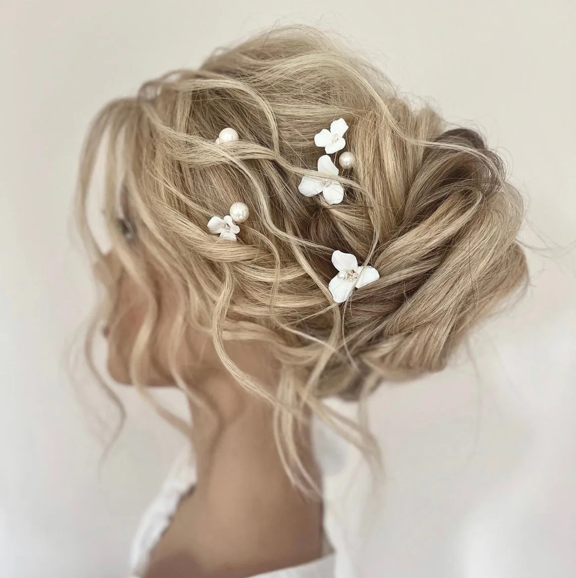 P310. Hair Pin Set, Pearls and Clay