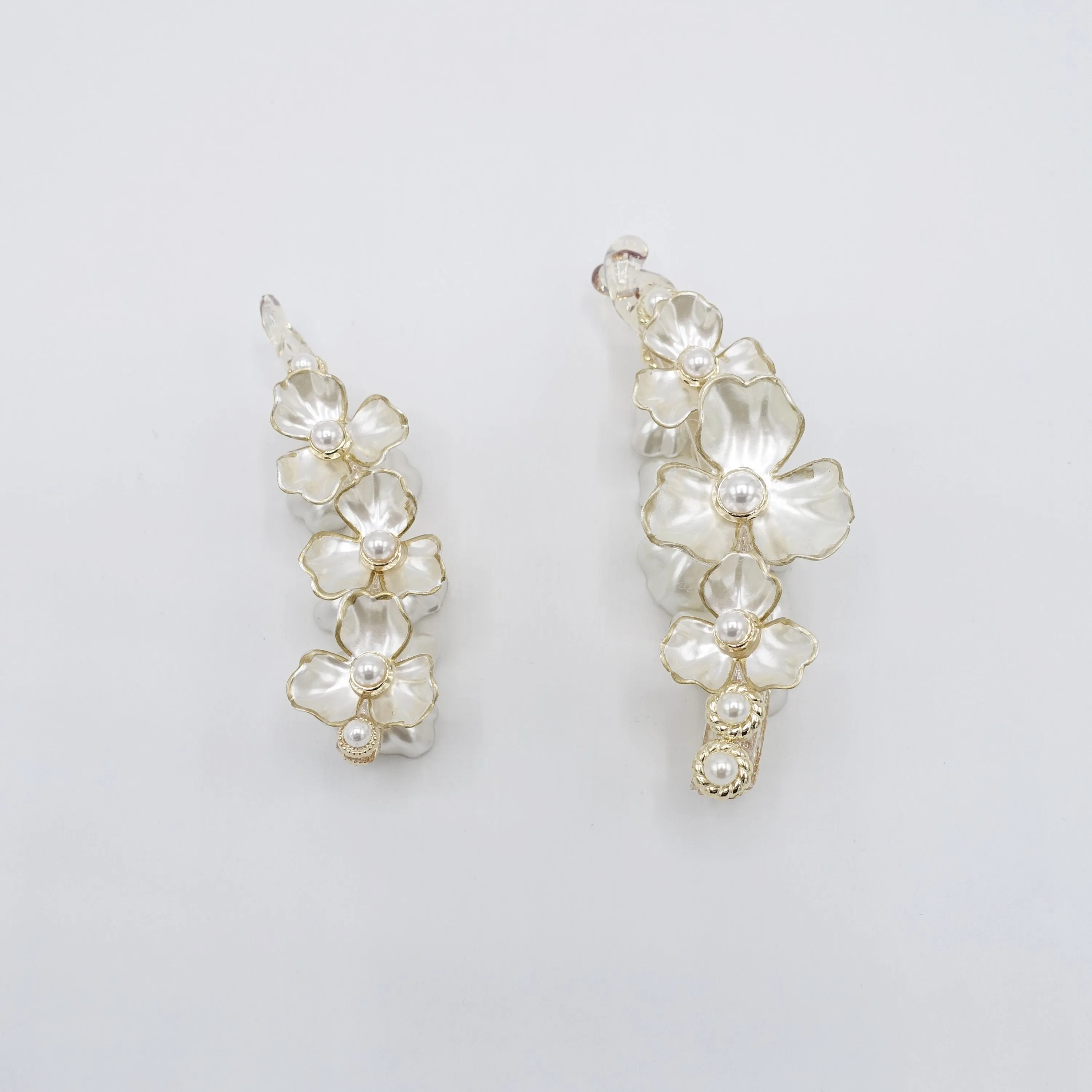 pearl banana hair clip, flower banana clip, elegant hair accessory for women