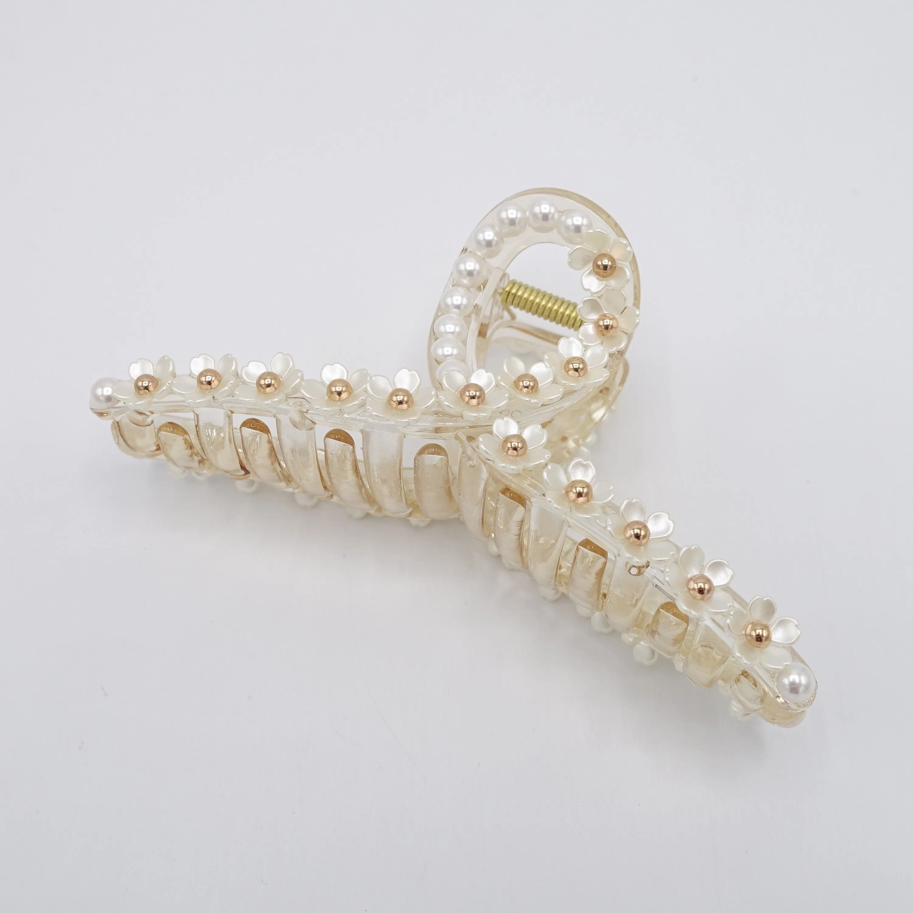 pearl flower claw, pearl hair claw, elegant hair claw for women