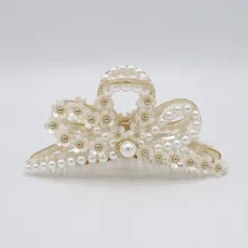 pearl flower claw, pearl hair claw, elegant hair claw for women