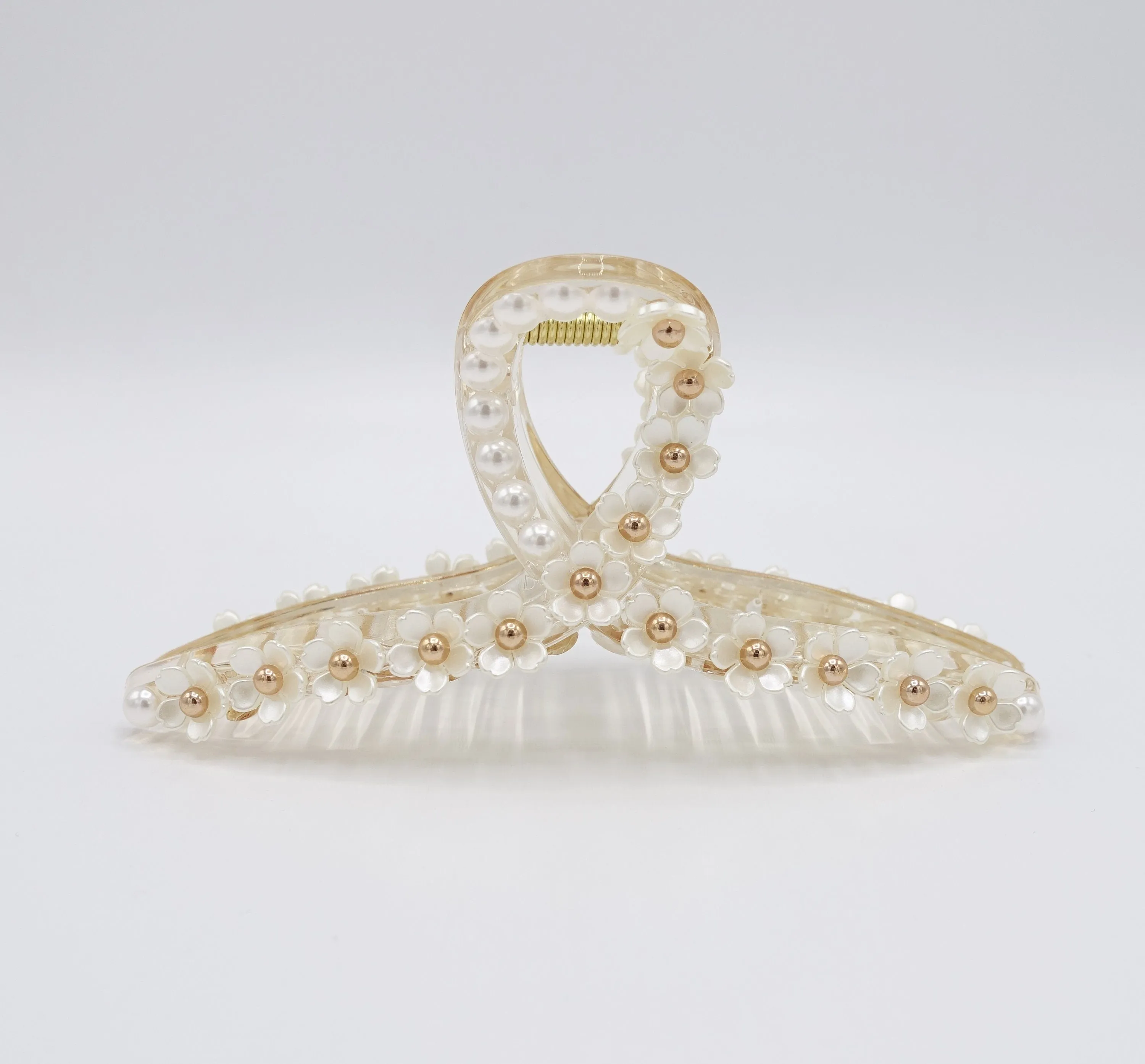 pearl flower claw, pearl hair claw, elegant hair claw for women