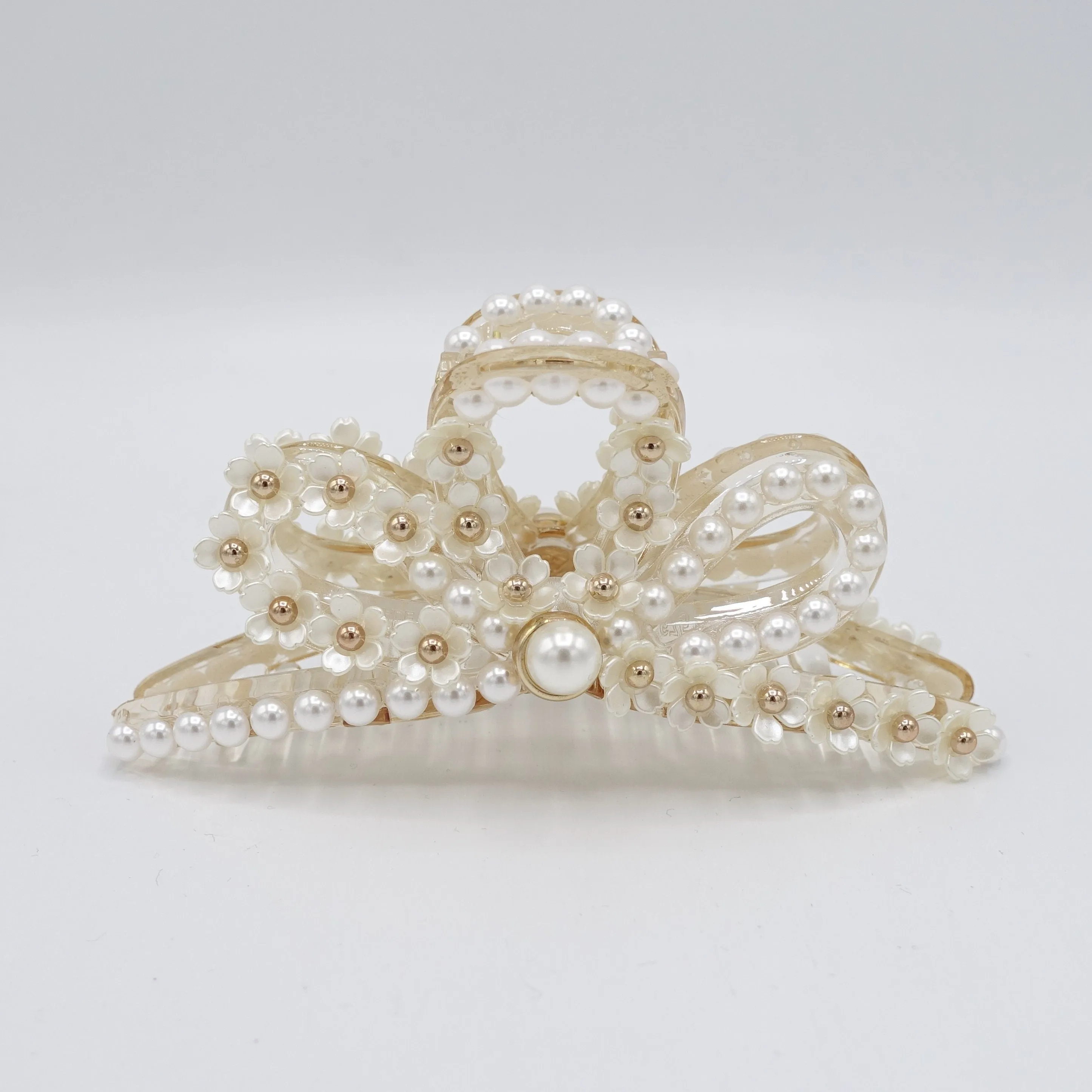 pearl flower claw, pearl hair claw, elegant hair claw for women