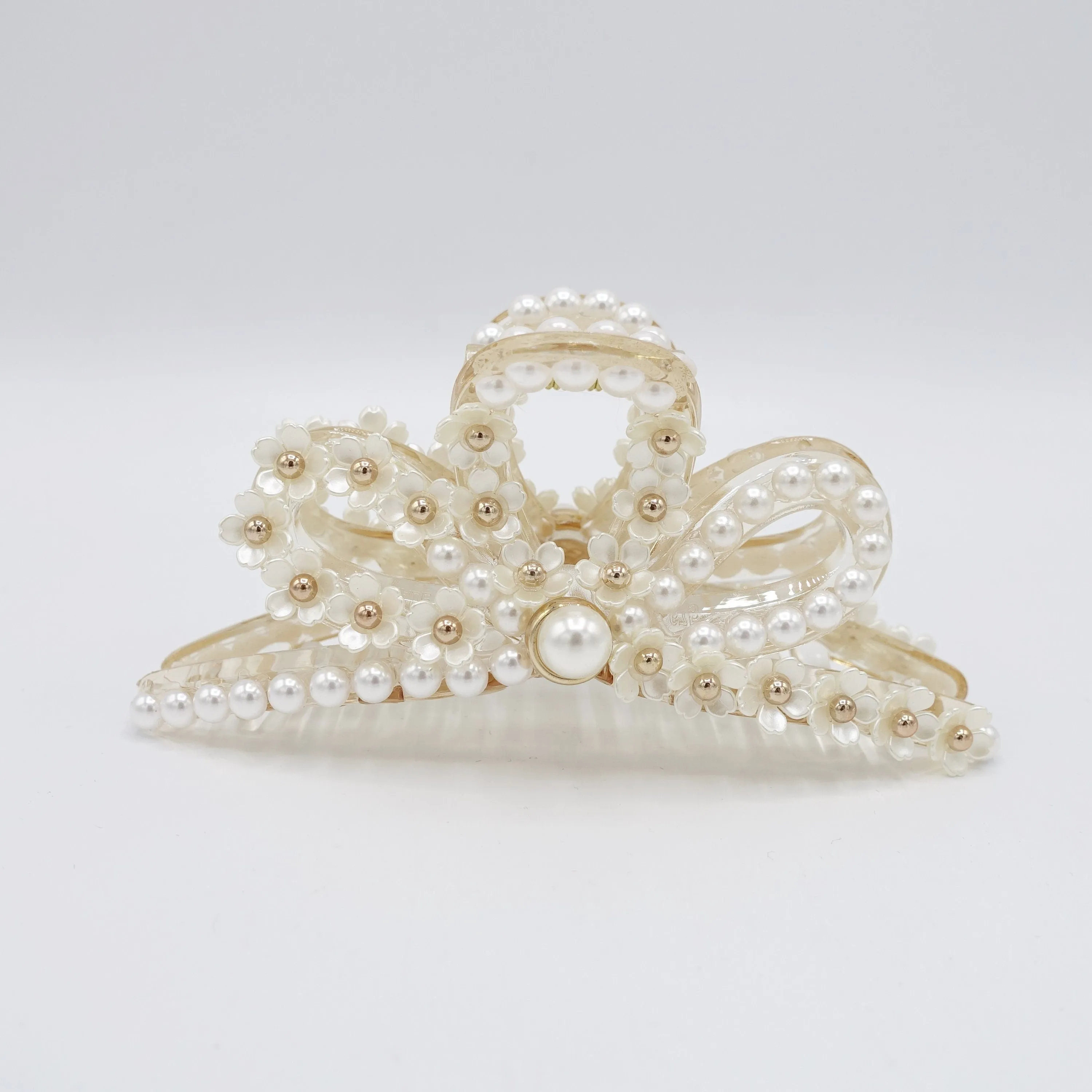 pearl flower claw, pearl hair claw, elegant hair claw for women