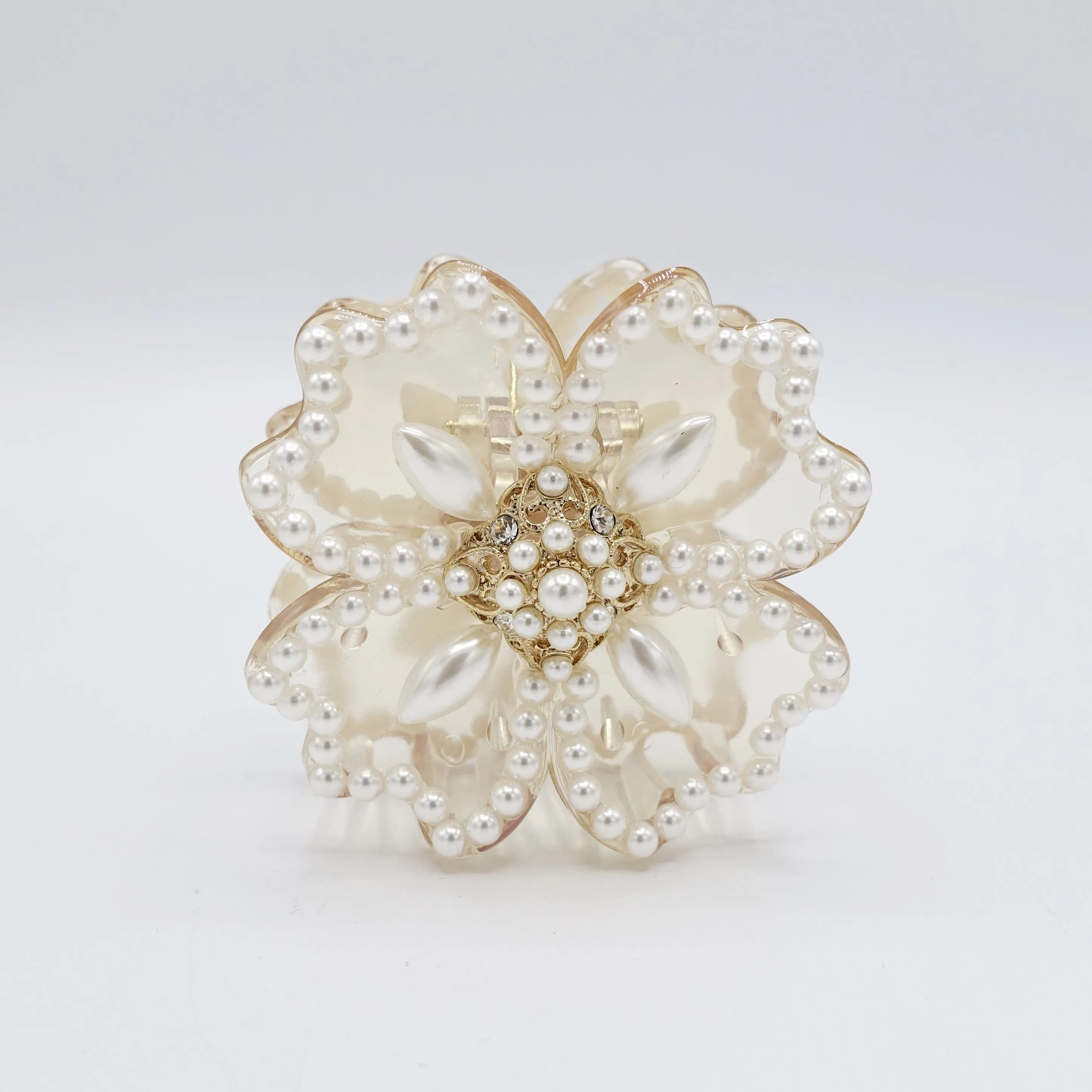 pearl hair claw, bridal hair claw, petal hair claw for women