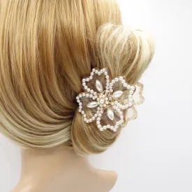pearl hair claw, bridal hair claw, petal hair claw for women
