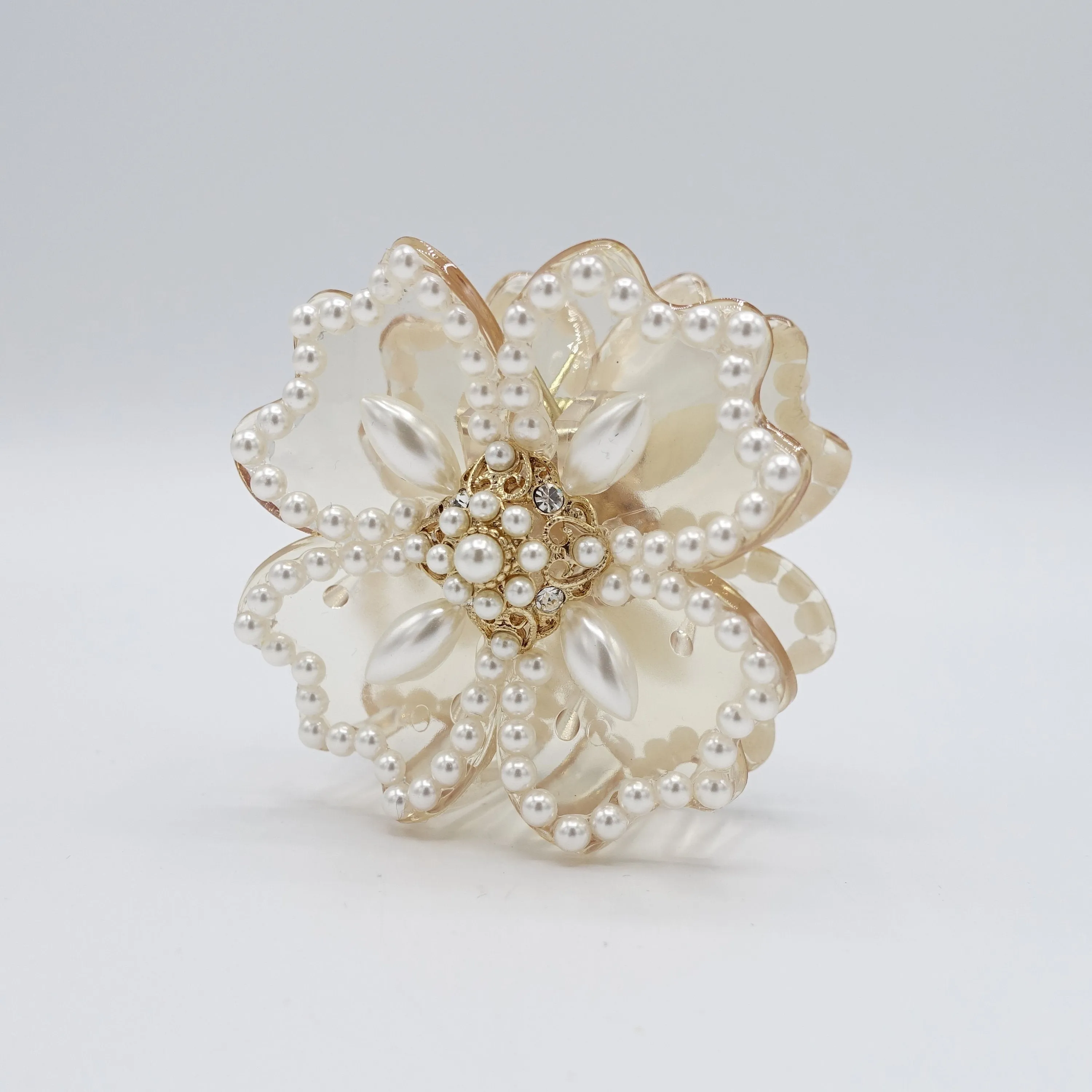 pearl hair claw, bridal hair claw, petal hair claw for women