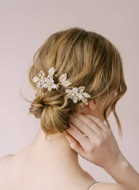 Pearlescent blossom bridal hair pin set of 2 - Style #2175