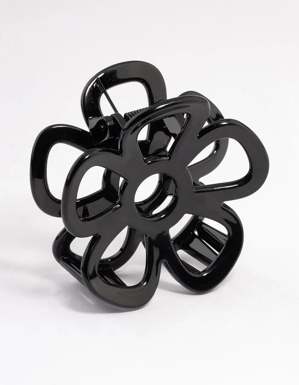Plastic Black Open Flower Claw Clip