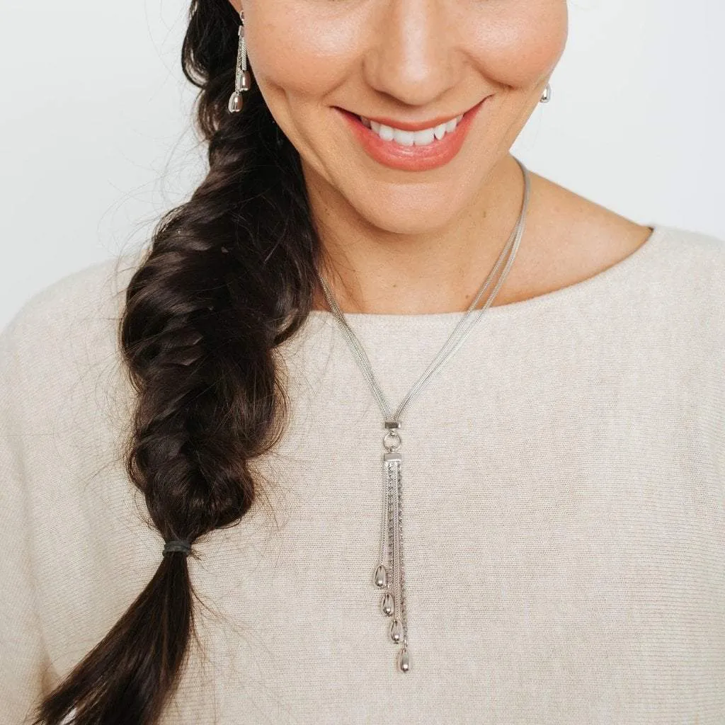 Private Collection Lariat-Style 4-Tassel Necklace, Finished in Rhodium
