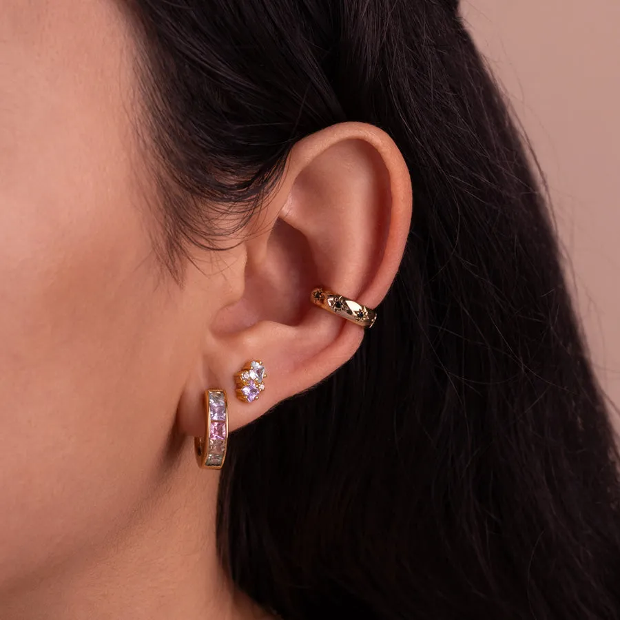 Rainbow Gem Gold Stud Earrings