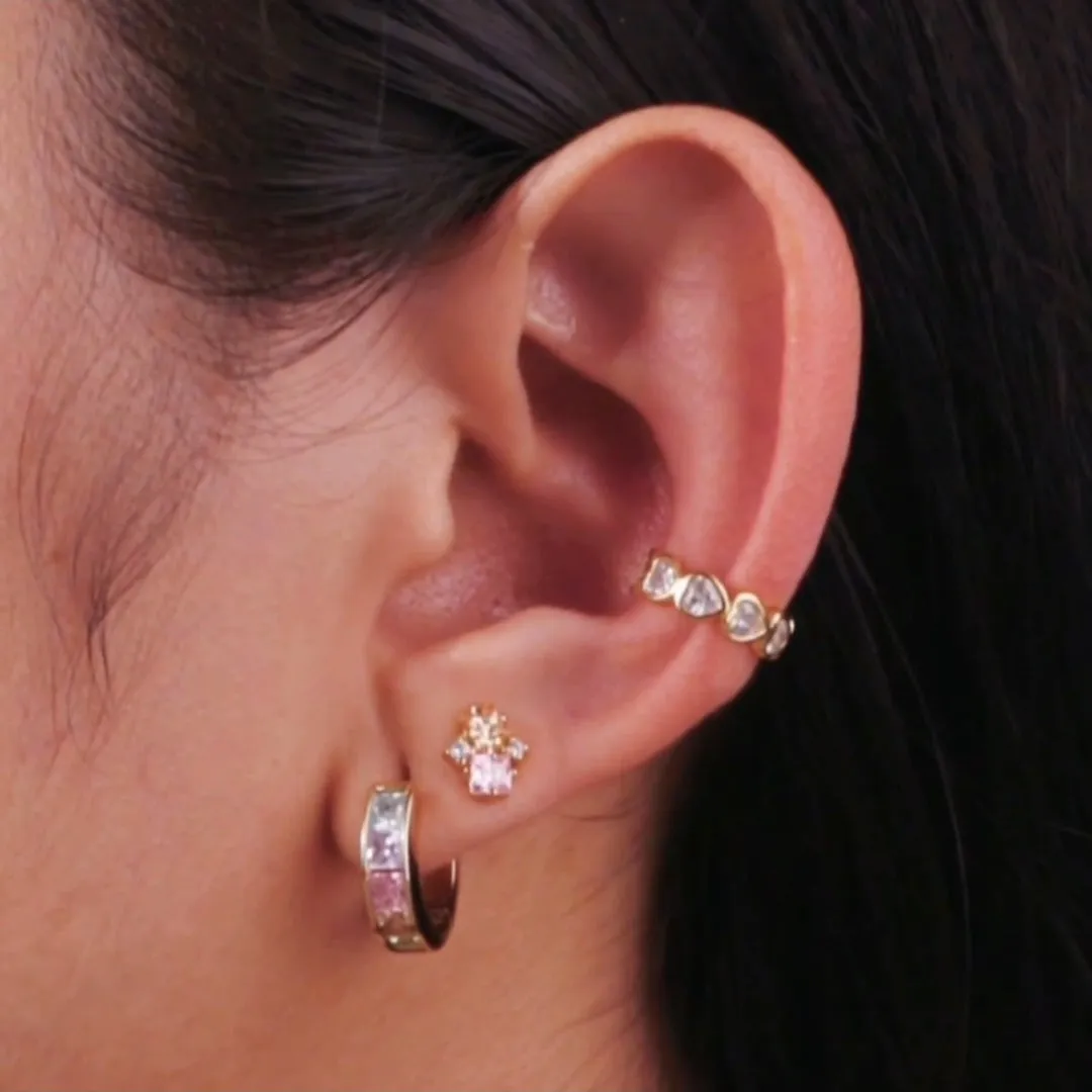 Rainbow Gem Gold Stud Earrings
