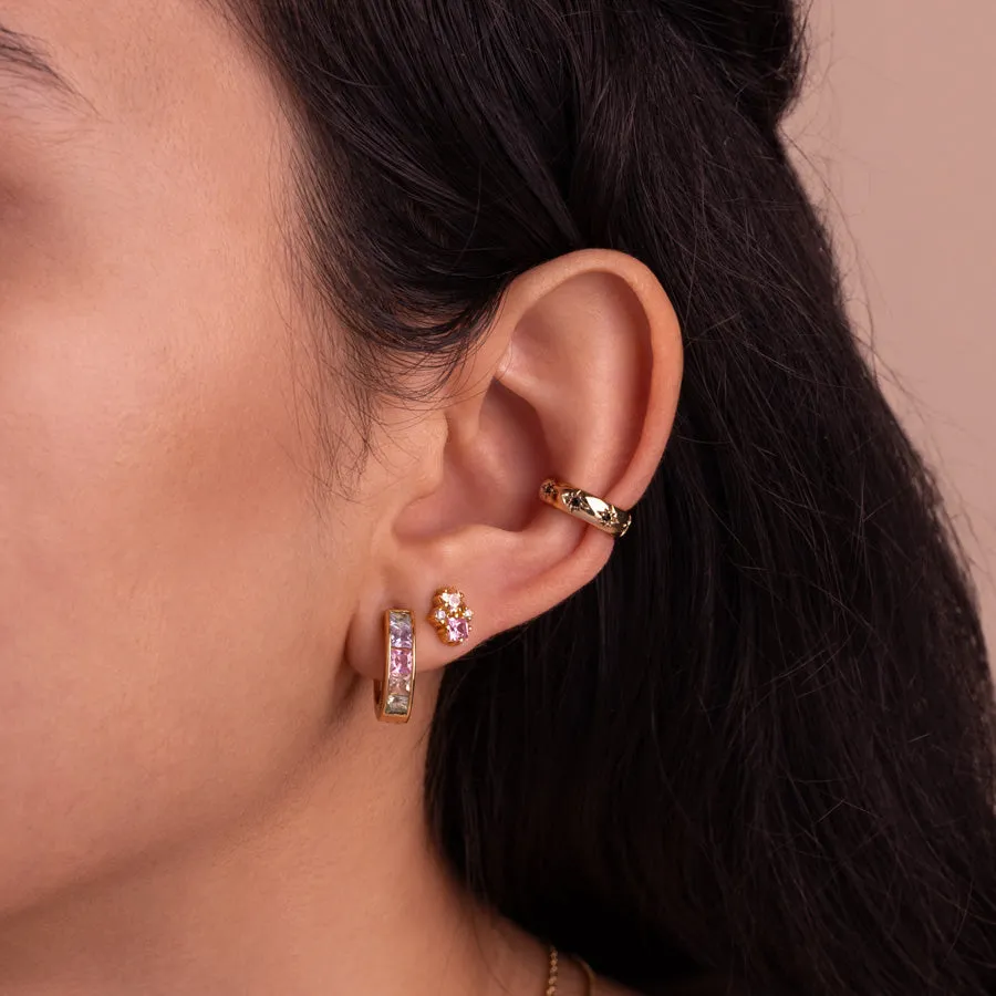 Rainbow Gem Gold Stud Earrings