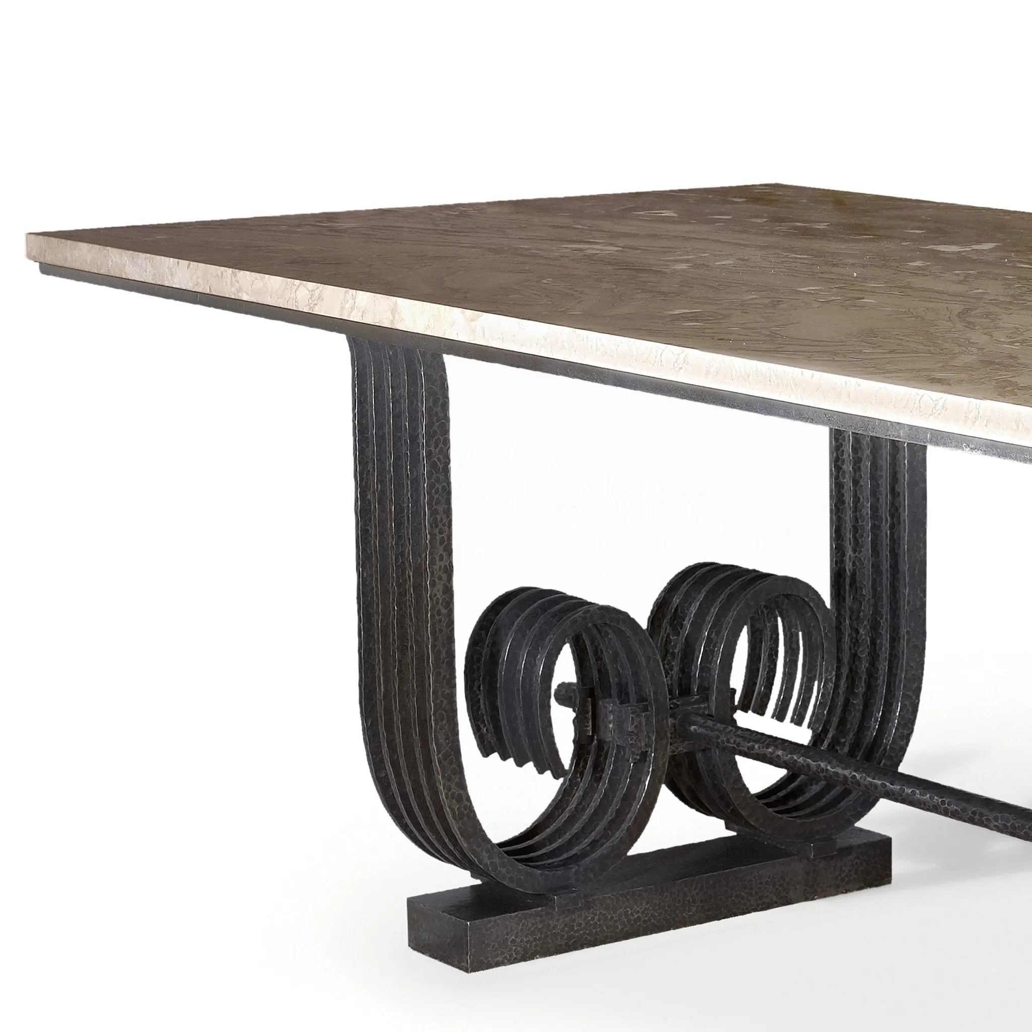 Raymond Subes Wrought Iron and Marble Table