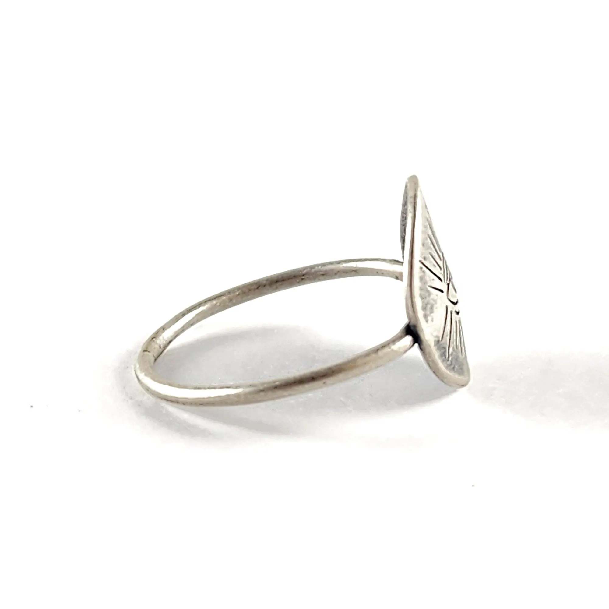 Recycled Coin Silver Mystic Tattoo Engraved Stacking Ring
