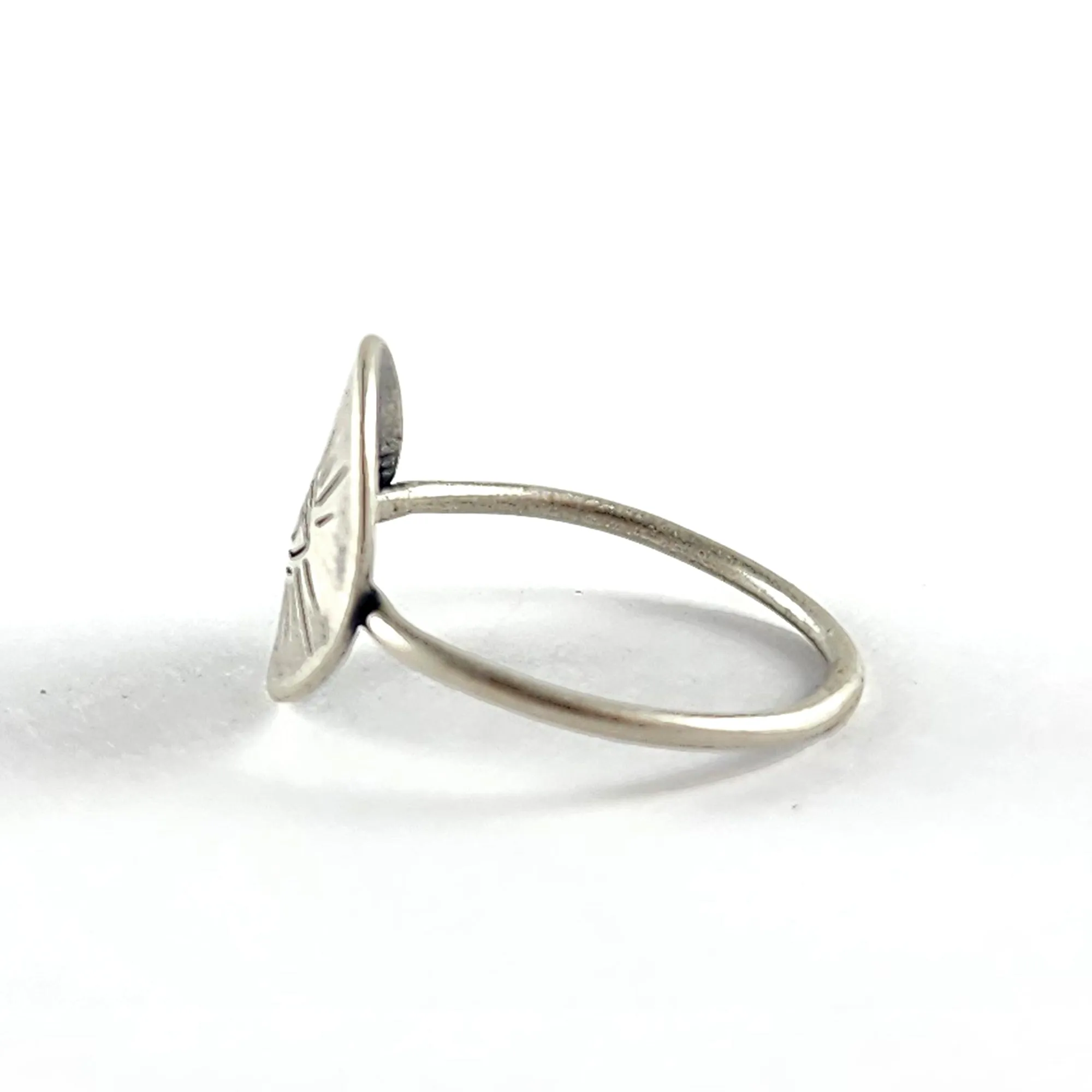 Recycled Coin Silver Mystic Tattoo Engraved Stacking Ring