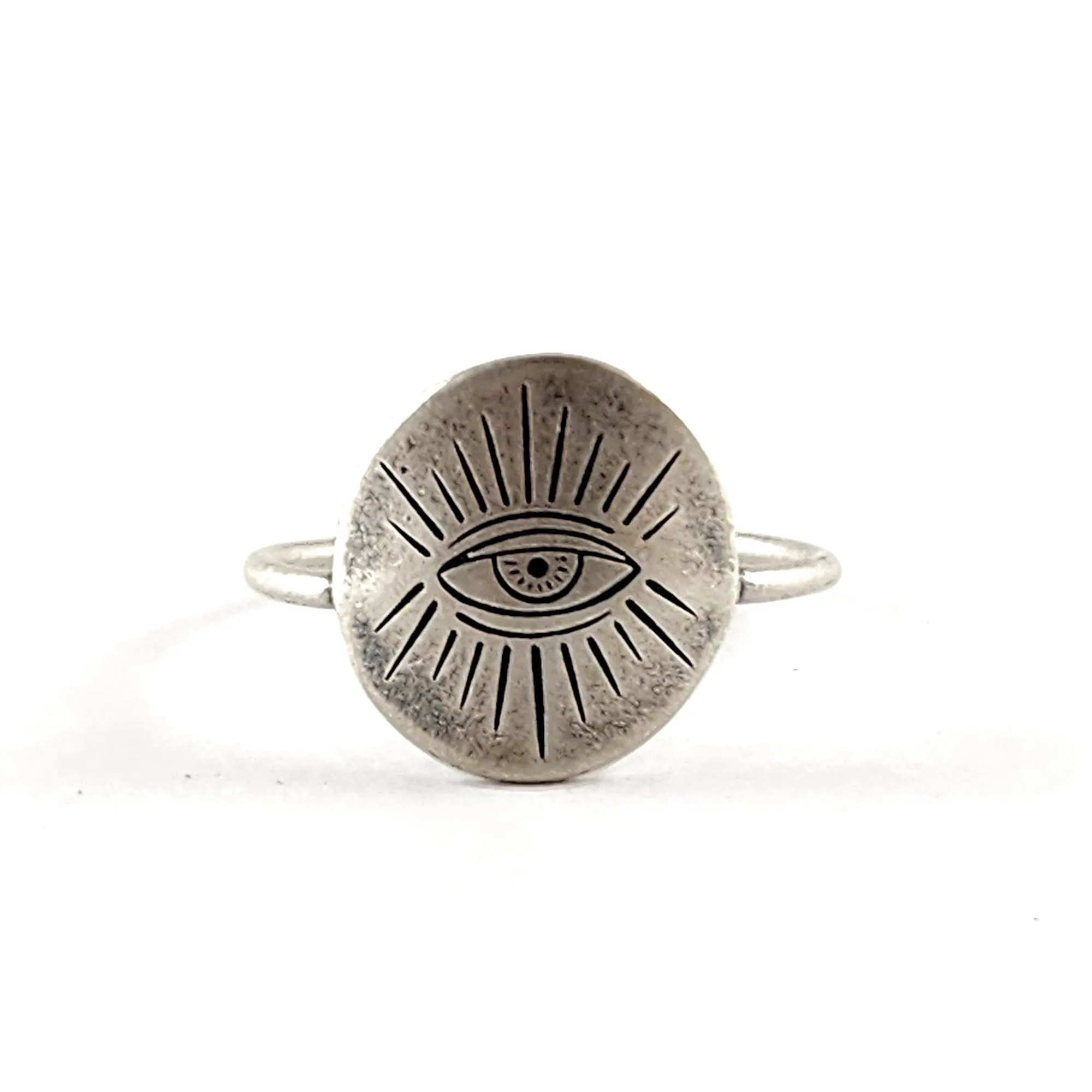 Recycled Coin Silver Mystic Tattoo Engraved Stacking Ring